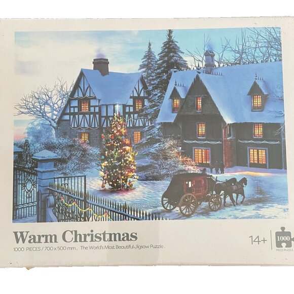 1000 Piece Puzzle ~ "Warm Christmas" ~ Amzque ~ Beautiful Scene ~ NEW ~ SEALED - Picture 1 of 4